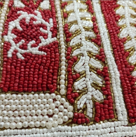 Beaded Gingerbread House Christmas Placemat Centerpiece Charger Alpine Chalet - Picture 3 of 6